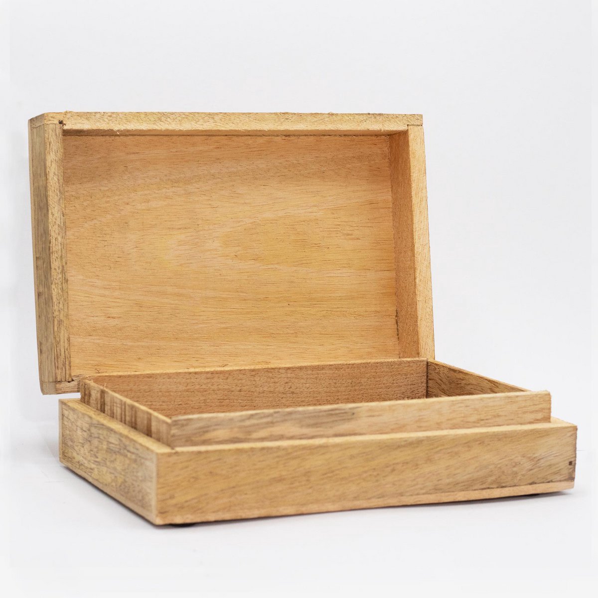 Houten doos - Rechthoekig - Whitewash -Buddha - 21,5 cm x 14 cm x 6,3 cm