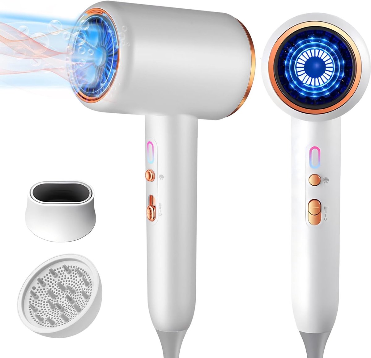 Professionele Ionen Haardroger met Diffuser - 2400 W Salon-föhn met 3 Temperatuurinstellingen voor Sneldrogen en Styling