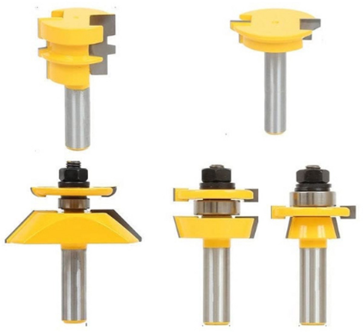 5 STKS Shaker Verhoogd Paneel Router Bit Set - 1/2" Schacht - Meubelmaker Deur Mes & Tenon Cutter - Houtbewerking Gereedschap
