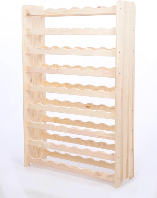 MODO24 Flessenrek, wijnkast, wijnstandaard, drankhouder, flessenorganizer, wijnkast, wijnrek, hout voor 42 flessen, afmetingen 102 x 63 x 25 cm, kleuren: natuurlijk hout