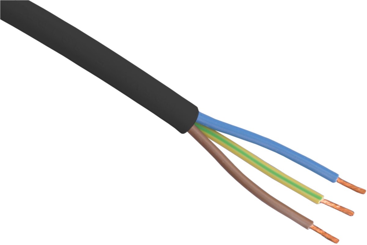 Haspel met 100 meter aansluitsnoer VMVL 3X1,0mm2 Zwart