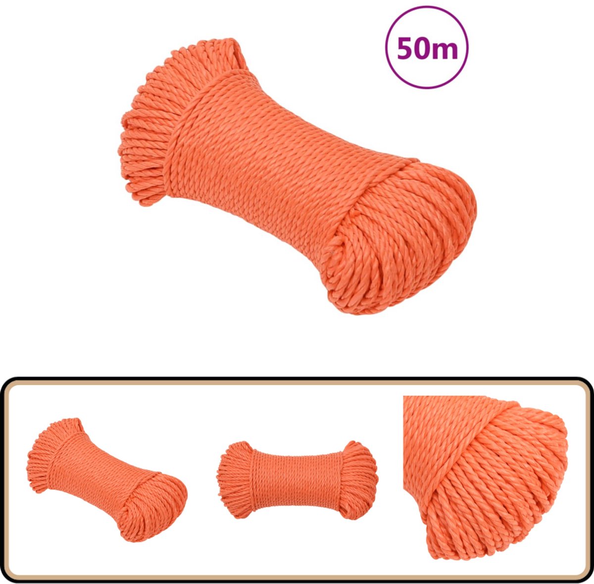 Corde De Travail Polyester Tressée 2 Mm X 25 M - Ligne De Levage Résistante UV Et Abrasion - Noir