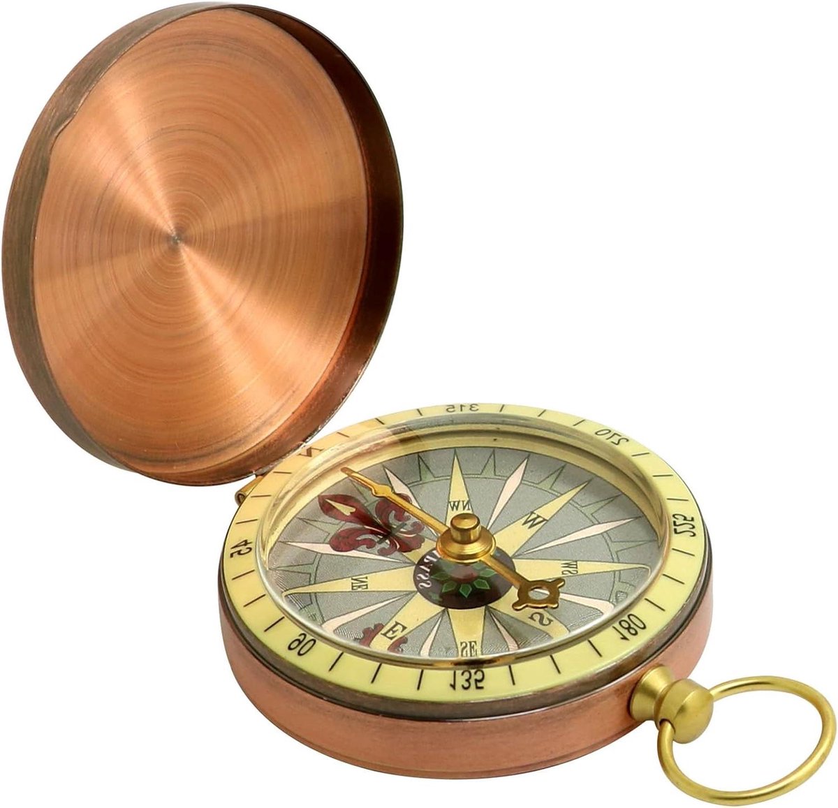 Retro Koper Flip Cover Zakhorloge met Kompas - Voor Camping en Wandelen - 1 stuk - Vintage