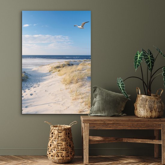 Décoration murale Métal - Aluminium Peinture Industrielle - Dune - Mouette - Plage - Mer - Soleil - 80x120 cm - Dibond - Photo sur aluminium - Décoration murale industrielle - Pour le salon / chambre