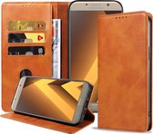 Etui cuir Smartphonica Samsung Galaxy A7 2017 avec fermeture aimantée et porte-cartes book case – Marron / Cuir / Book Case