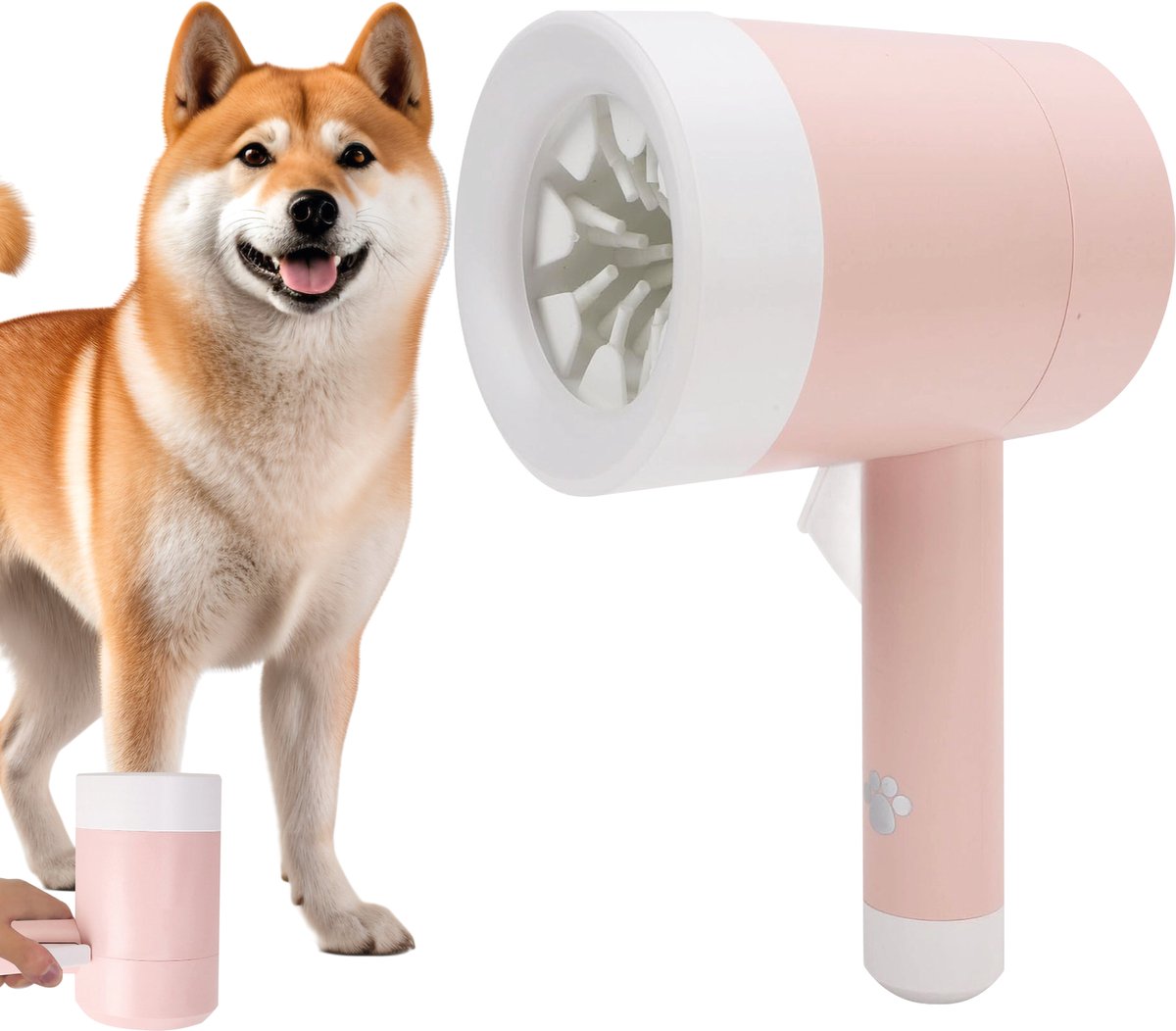 Kaaiman® Hondenpoten reiniger - Manueel - Hondenborstel - Hondenpoot reiniging – Huisdier Poot Schoonmaker - Hondenborstel - Borstel Hond / Kat - Roze