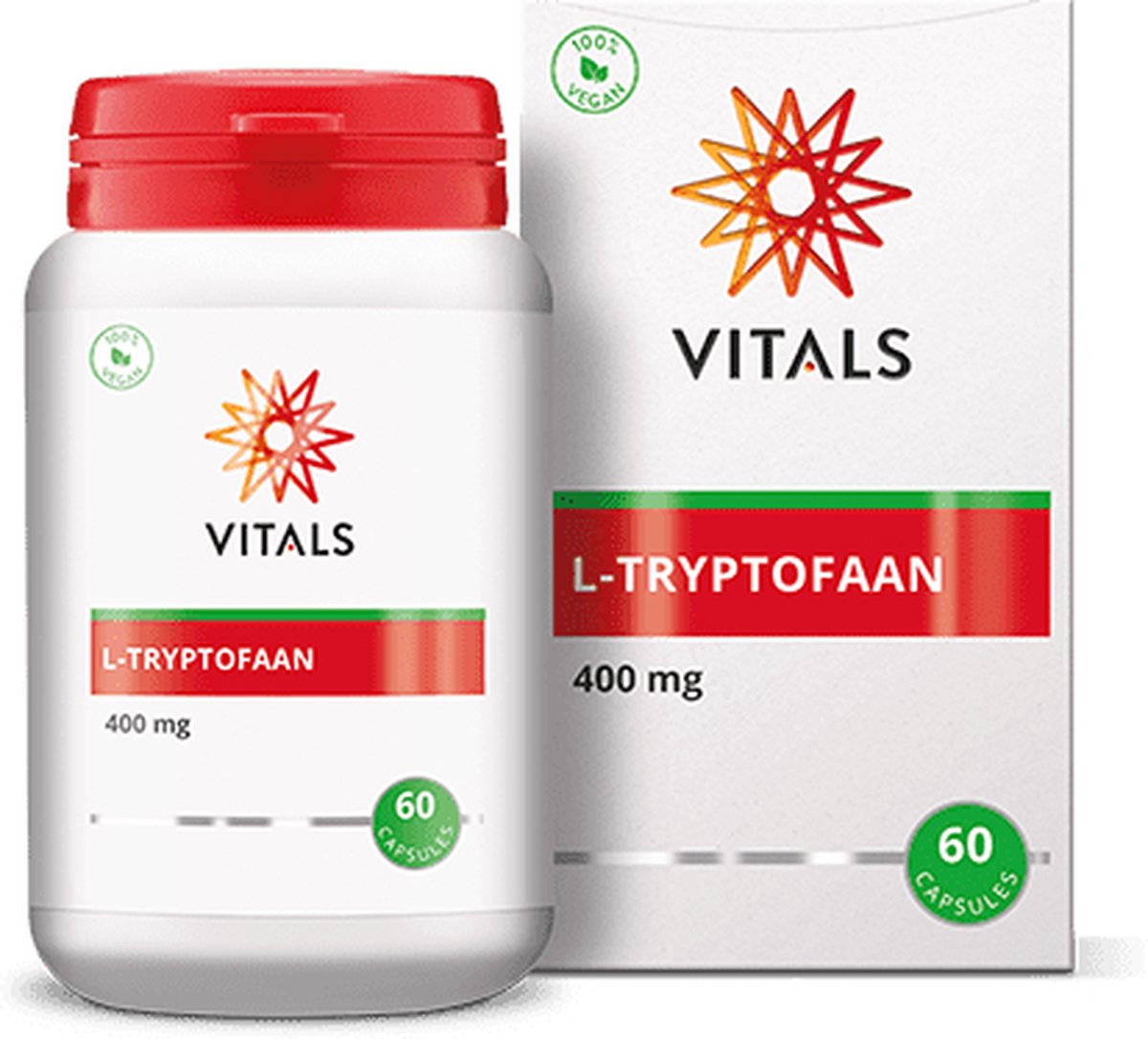 Goedkoopste Vitals L-Tryptofaan 400 mg - 60 capsules - aminozuren. Essentieel aminozuur in een plantaardige capsule aangevuld met hulpstoffen uit natuurlijke bron.