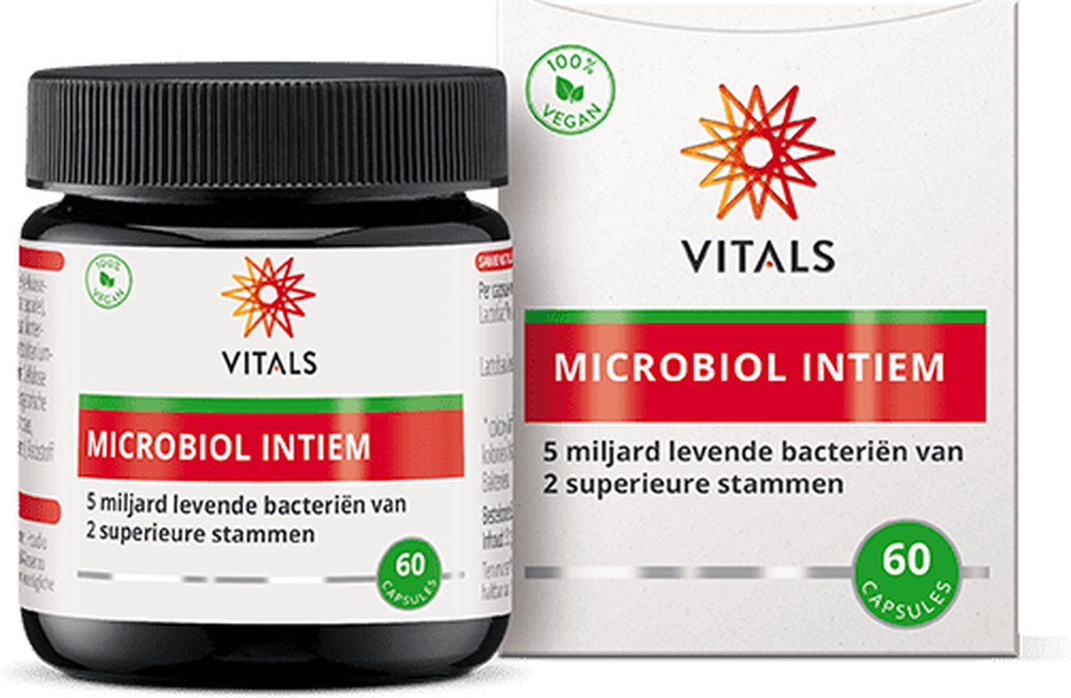 Goedkoopste Vitals Microbiol Intiem - 60 capsules - probiotica. Speciaal voor vrouwen. 5 miljard levende bacteriën van 2 superieure stammen per capsule.