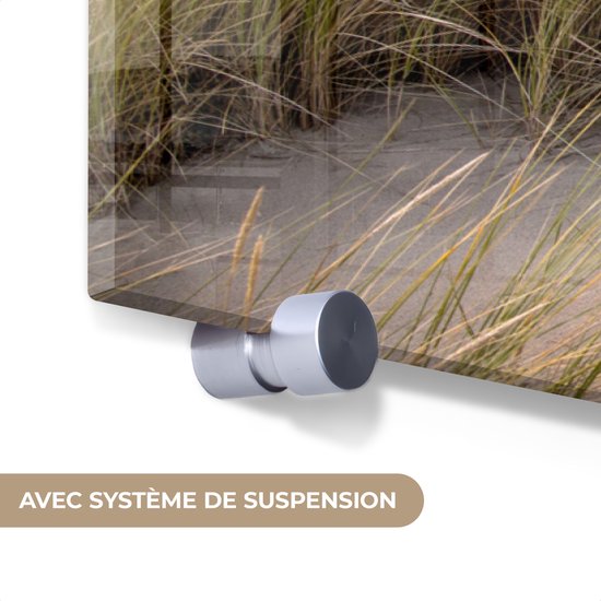 Peinture sur verre - Plage - Mer - Dune - Nederland - Rose - 120x80 cm - Peintures en plexiglas