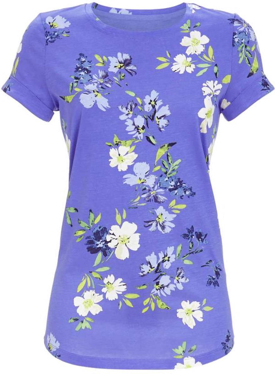 Ringella Blauw gebloemd pyjamashirt Ringella - Blauw - Maat - 50