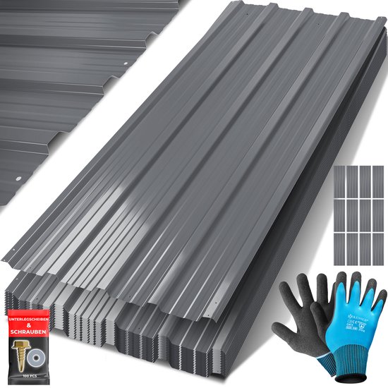 GARDEBRUK® 28x Tôles de bardage 110x46cm 14m² galvanisé tôle