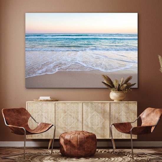 Aluminium schilderij 180x120 cm - Wanddecoratie metaal - Strand - Zee - Pastel - Metalen muurdecoratie woonkamer - Decoratie industrieel - Foto op dibond - Industriële accessoires slaapkamer