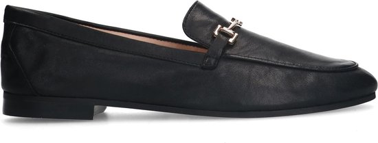 Sacha - Dames - Zwarte leren loafers met goudkleurige chain - Maat 37