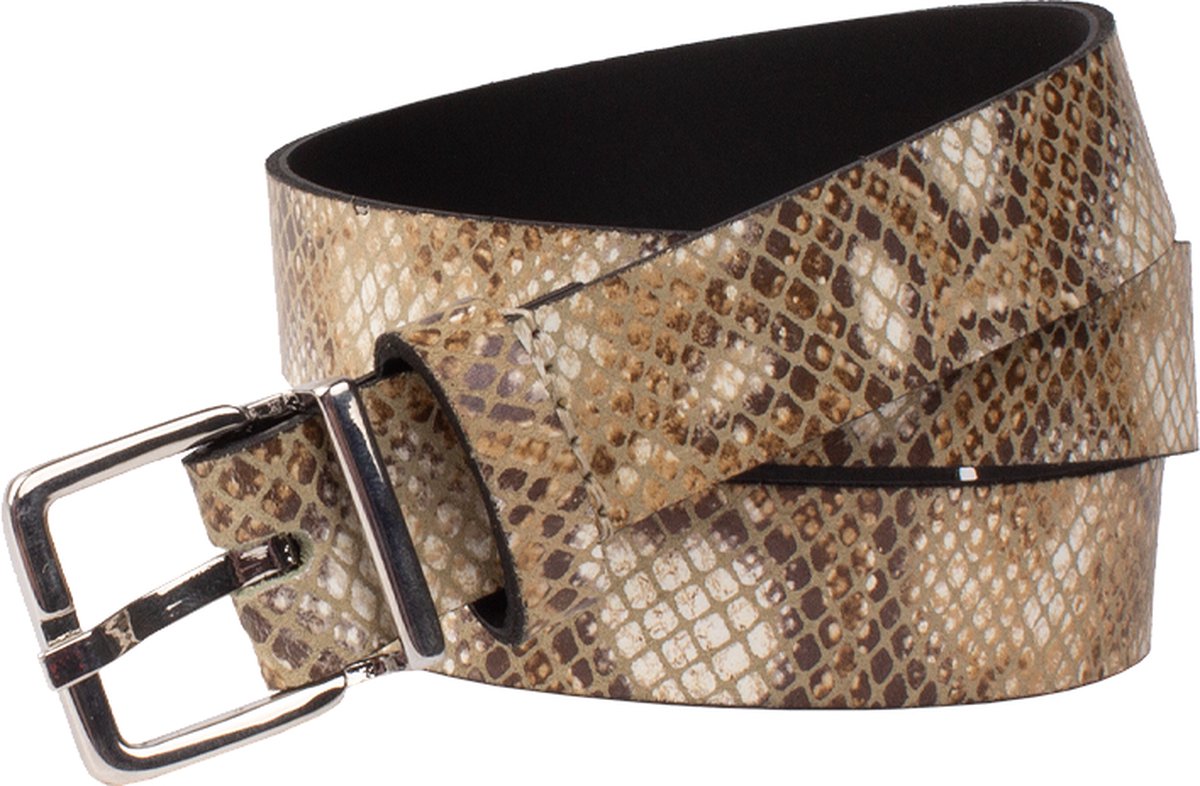 Legend Dames - Leren riem - Taupe - Slangenprint - 90cm