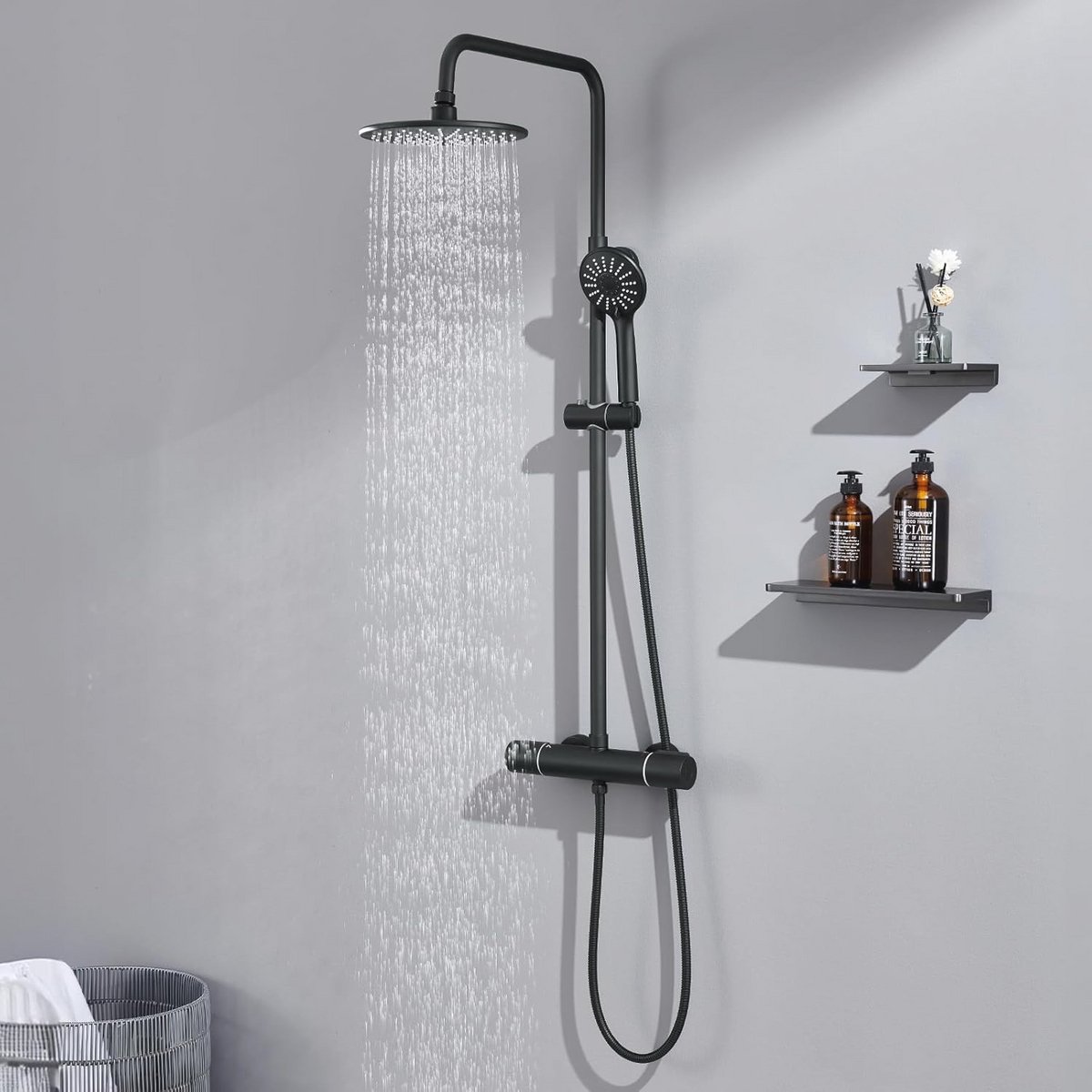 Regendouche Doucheset met Plank - Roestvrijstalen Douche Systeem 20 x 20 cm