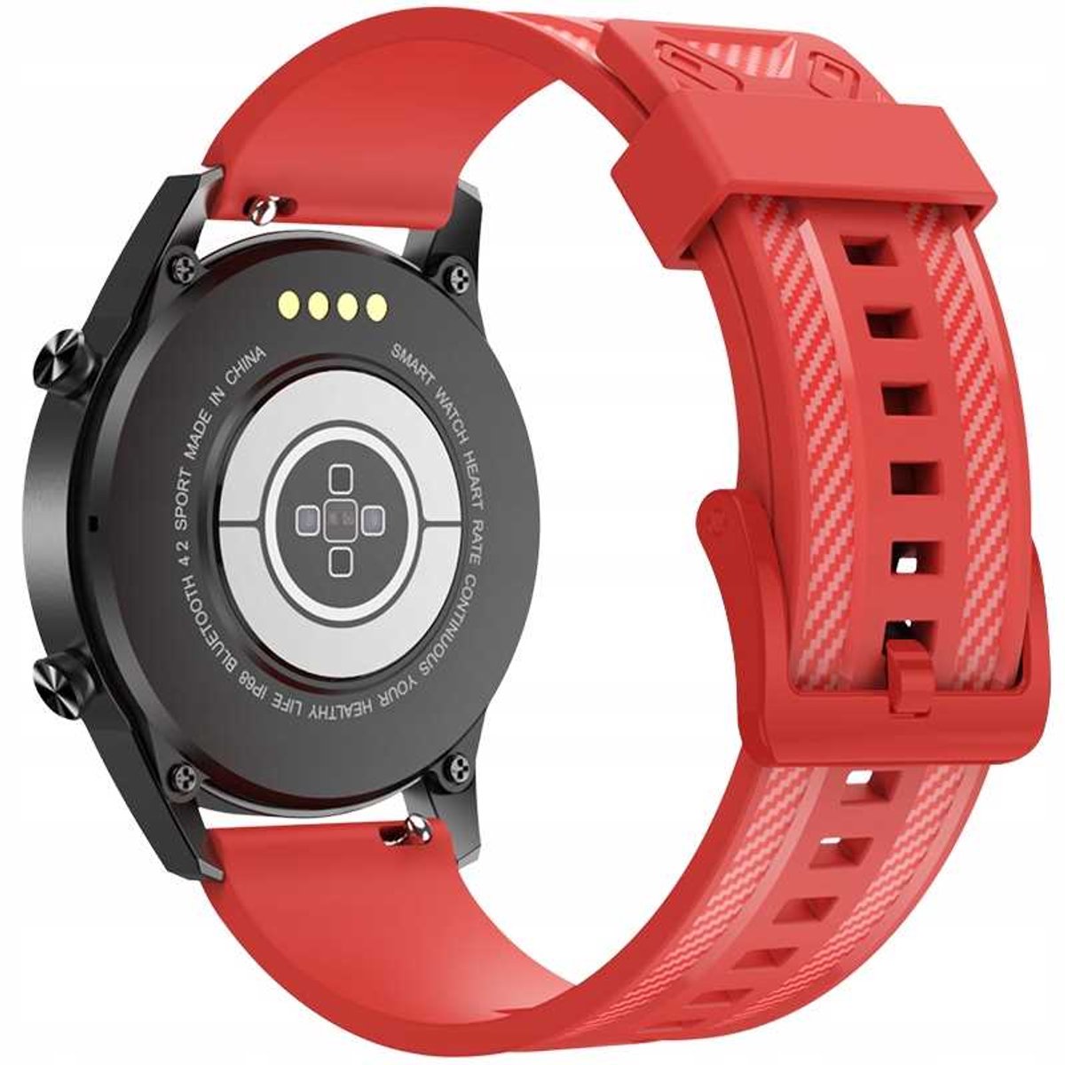 Spacecase Horlogeband 22Mm Rood Leer Voor Apple Watch 1 2 3 4 5 6 Se