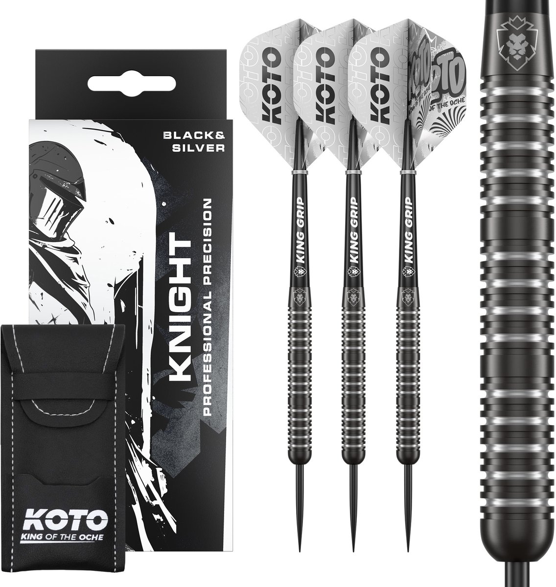 KOTO Dark Knight Black Silver 80% - Dartpijlen 22 Gram