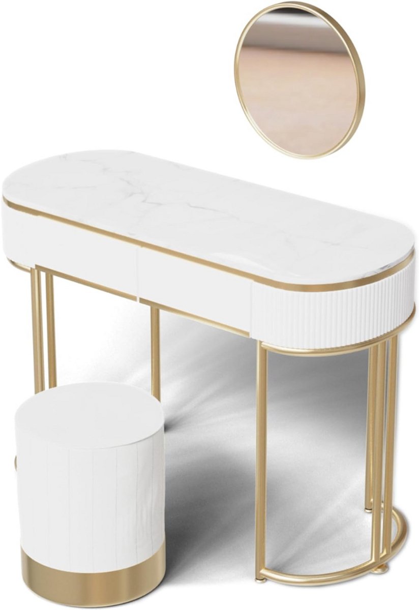ApexArte® Make Up Tafel met Spiegel - Kaptafel - Voor Vrouwen & Meisjes - Wit