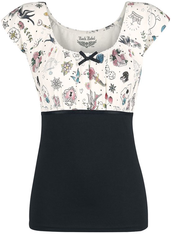 Rock Rebel by EMP Zwart-wit t-shirt met print - Dames - L