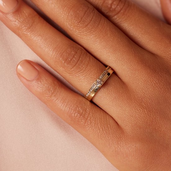 Lucardi - Damesring - Sieraden - Goud Cadeau, 375 goud, Zirkonia