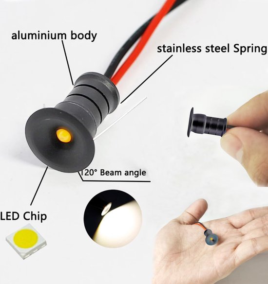 kpslucerna Kleines LED-Spotlicht, 10 Stück, 0,5 W, Mini kpslucerna Kleines LED-Spotlicht, 10 Stück, 0,5 W, Mini