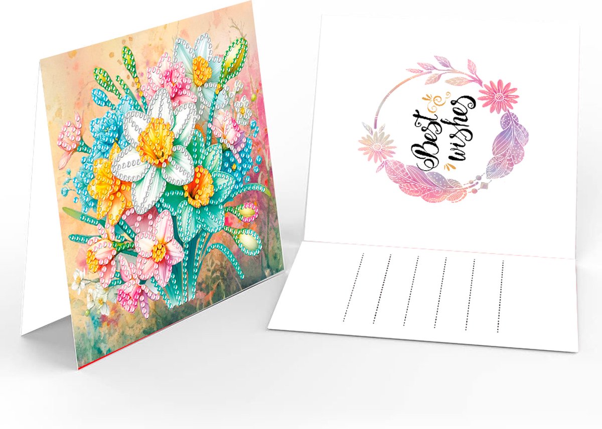 Adorzy Diamond Painting Kaarten Bloemen – 6 Wenskaarten met envelop - Diamond Painting Volwassenen – Diamond Painting Volledig Pakket — afbeelding 7
