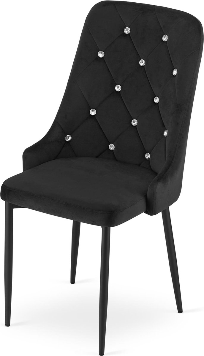 LEOBERT Stoel AMORE - Zwart, Velvet Zitting, Modern Design, Ergonomische en Stevige Metalen Poten, Geschikt voor Woonkamer, Slaapkamer en Thuiswerkplek, Max. 120 kg