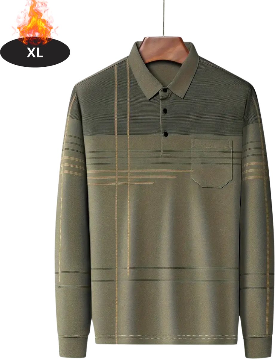 Livano Poloshirt Heren T-Shirt Heren Shirt Overhemd Polo Shirt Lange Mouwen Legergroen