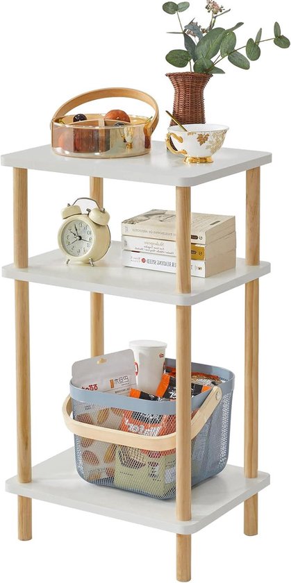 Bijzettafel, kleine bijzettafel, bank-bijzettafel voor smalle ruimtes, slanke bijzettafel, nachtkastje, voor woonkamer, slaapkamer, kantoor (wit