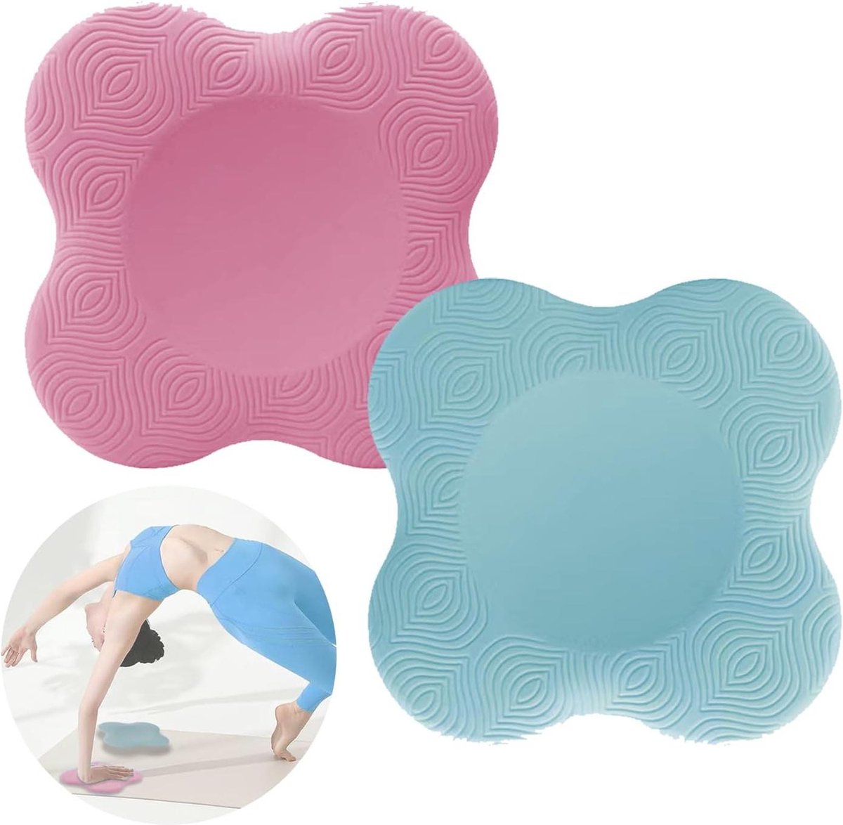 Yoga kniebeschermers antislip zacht kniekussen - 2-delige mattenset voor maximale ondersteuning van de knieën tijdens yoga gymnastiek pilates aerobics (roze blauw)