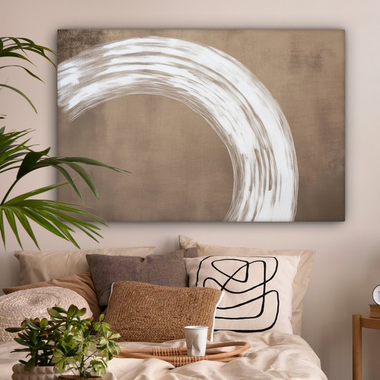 Peinture sur toile 120x80 cm - Peinture Décoration murale - Marron - Japandi - Décoration murale murale salon - Décoration chambre - Accessoires de chambre - Peintures sur toile