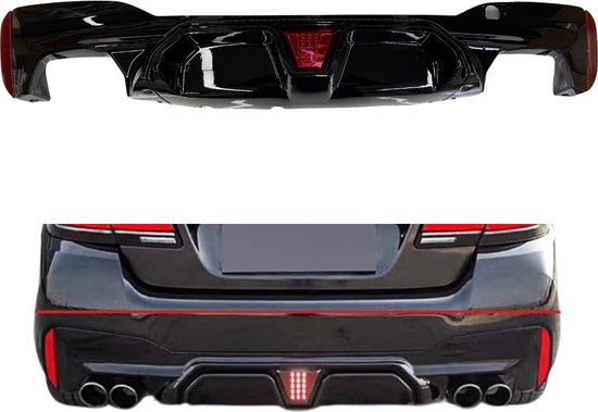 JMTBNO 4 stuks auto achterbumper spoiler universeel glanzend zwart auto achterbumper lip diffuser haaienvin achterspoiler gebogen vorm achterdiffuser splitter accessoires