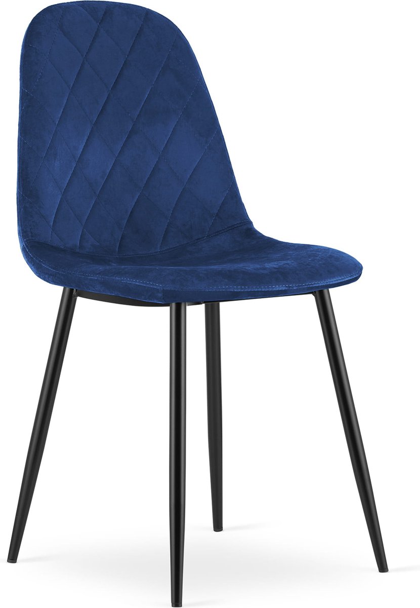 LEOBERT Stoel ASTI - Donkerblauw, Velvet Zitting, Modern Design, Ergonomische Metalen Poten, Geschikt voor Woonkamer, Slaapkamer en Thuiswerkplek, Max. 120 kg donkerblauw / zwart