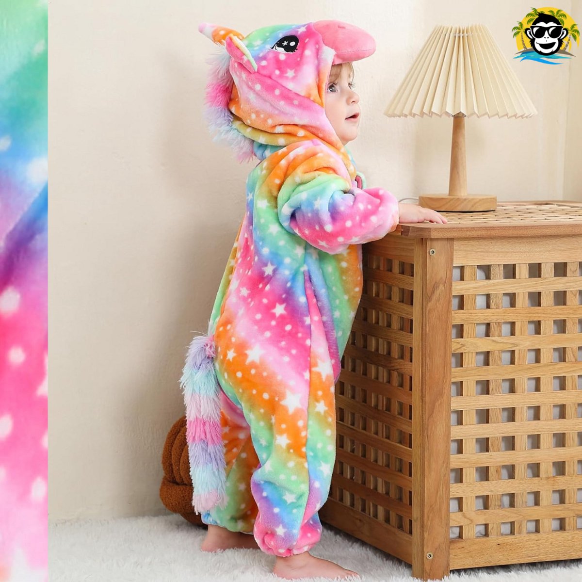 BoefieBoef Unicorn Regenboog Dieren Baby Onesie Peuter Pyjama Kinderen 2-4 jaar 6 maanden tot 2 jaar – Eenhoorn – Verkleedkleding met Luierrits – Voor Carnaval, Kerst- en Kraamcadeau – Flanel - Romper - Boxpak - Jongen - Meisje - Kruippak - Winterpak — afbeelding 9