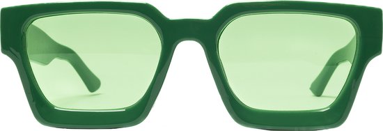 KIMU® Zonnebril Groen Vierkant Dik Montuur - Donkergroen Montuur - Groene Glazen - Rechthoekige Bril Oversized Designer Hollywood Festival — afbeelding 3