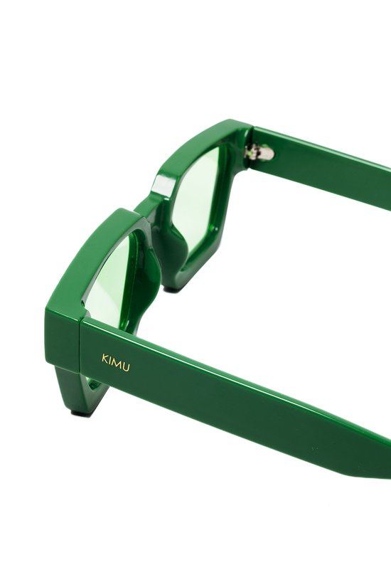 KIMU® Zonnebril Groen Vierkant Dik Montuur - Donkergroen Montuur - Groene Glazen - Rechthoekige Bril Oversized Designer Hollywood Festival — afbeelding 5