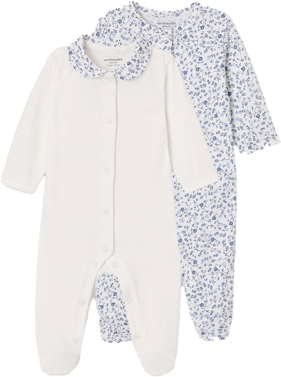 vertbaudet Set van 2 gebloemde slaappakjes blauw