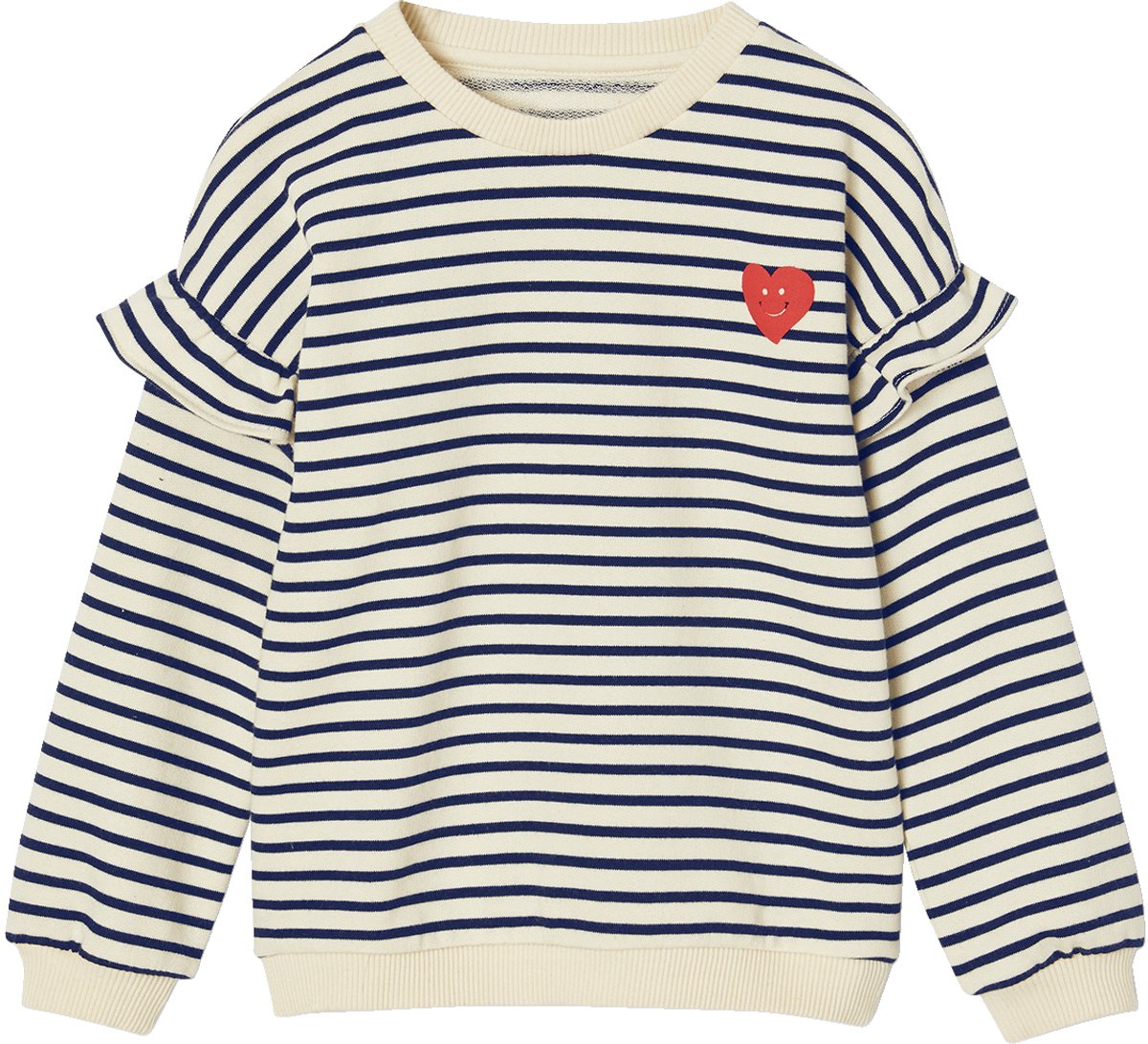 T-shirt rayé avec détails volantés - Rouge - Fille - 2.40
