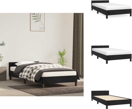 Cadre de lit vidaXL avec tête de lit - Encadrements de lit avec tête de lit - Lit - Meubles de couchage - Cadre de lit avec tête de lit sans matelas 80 x 200 cm Velours Noir