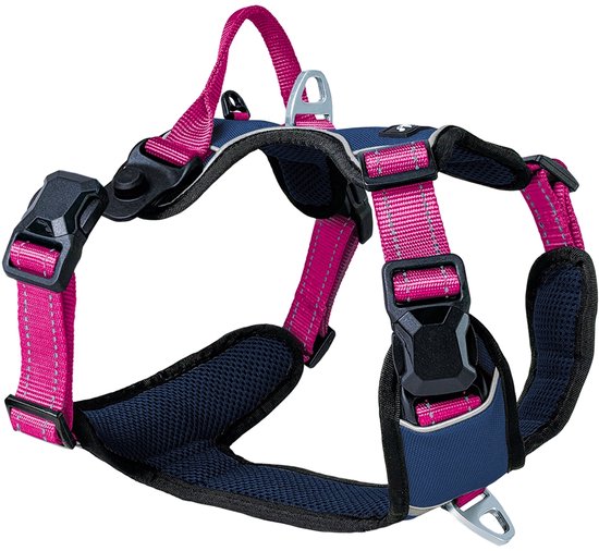 Harness Y-Comfort Navy-Fuchsia met magnetische sluiting -maat S- 44 – 60 cm