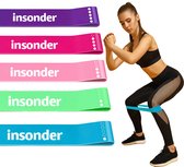 Insonder Fitness Weerstandsbanden Set van 5 - Extra sterk tot 18kg - Resistance Band - Fitness Elastiek - Booty Band - Sport Elastiek Banden - Fitness Band - Mini Bands - Verschillende Weerstandsniveaus - Inclusief Ebook