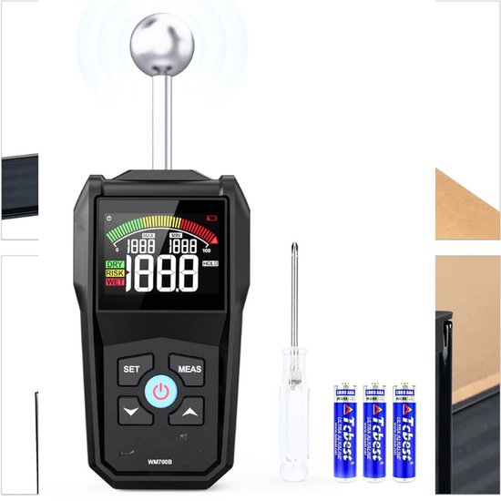 Foto: Digitale vochtdetector vochtmeter met lcd scherm hoorbaar alarm 5 40mm diepte ideaal voor muren vloeren bouwmaterialen