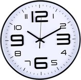 HSXL - Kleine 30cm Design Wandklok met Stil Quartz Uurwerk - Zwart / Wit - HSM002 - Analoog - Klok Modern - Kantoor / Keuken / Slaapkamer / Woonkamer Muurklok