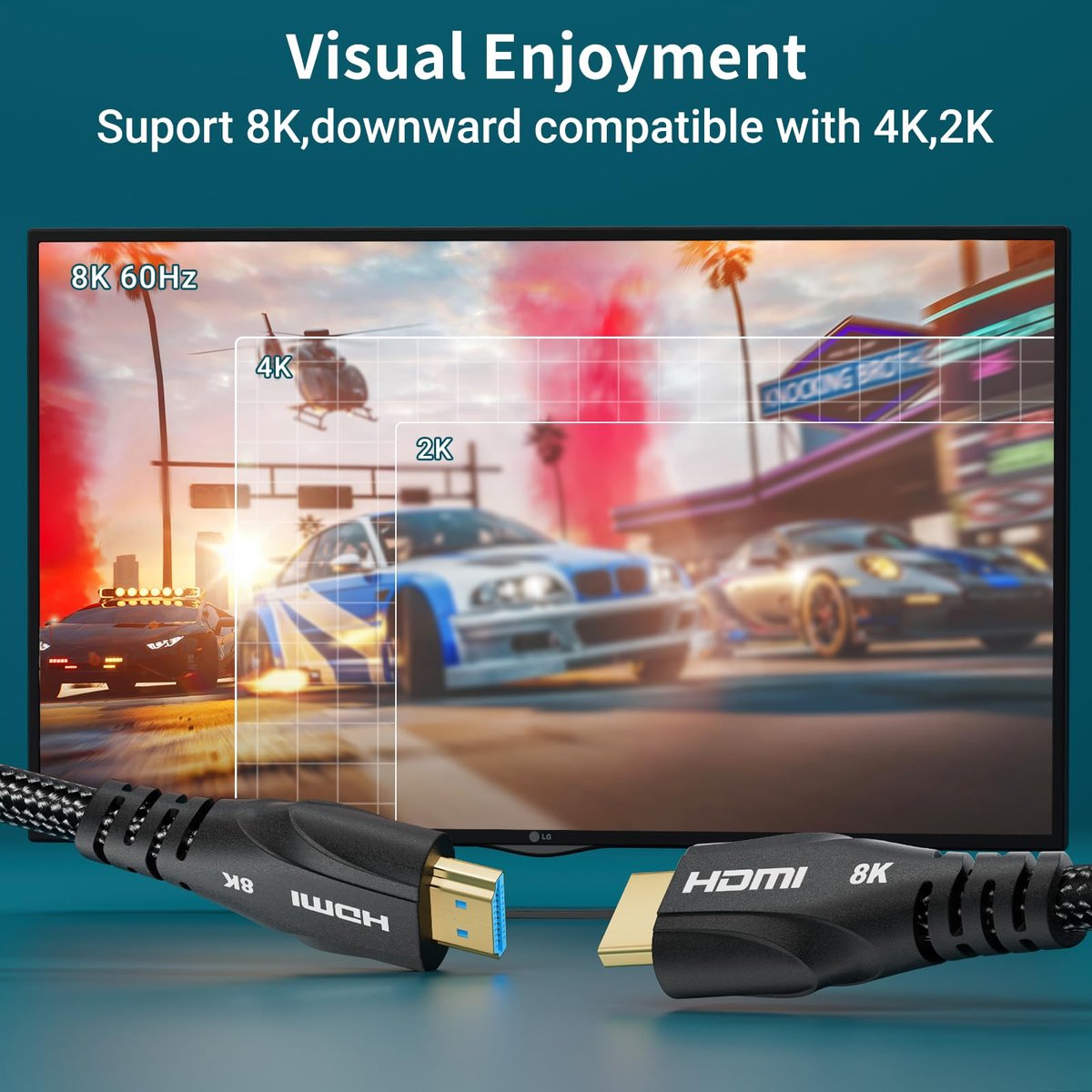 Cratree 10K 8K HDMI 2.1 Kabel 0,25M, 8K 60Hz 4K 240Hz 165Hz 144Hz 120Hz 48Gbit/s Hoge Snelheid, HDMI Kabel Korte Ultra HD, Compatibel met TV PS5 Monitor Laptop