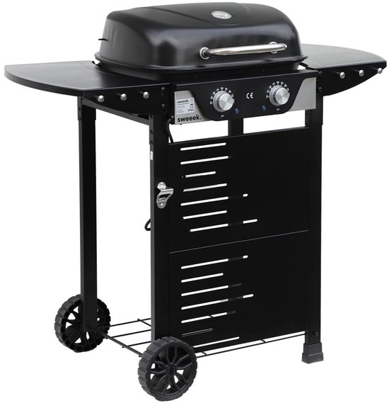 sweeek - Zwarte elektrische barbecue 2 branders, geëmailleerd staal 2300 w, l 100 x d 61 x h 121,5 cm