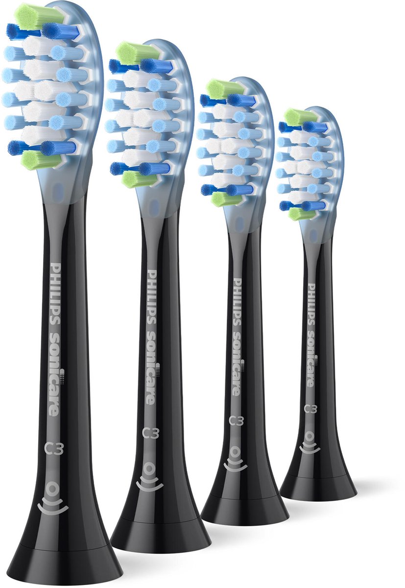 Philips Sonicare Premium Plaque Defence C3 – Opzetborstels voor Elektrische Tandenborstel – Zwart – Verpakking van 4 - Tandplakverwijdering - HX9044/88 thumbnail 2