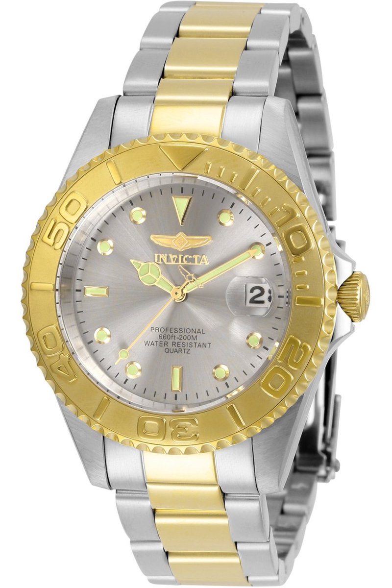 Invicta Pro Diver 29943 Horloge - Waterdicht - Analoog - Quartz Uurwerk - Roestvrij Staal met grijze Wijzerplaat - 37mm