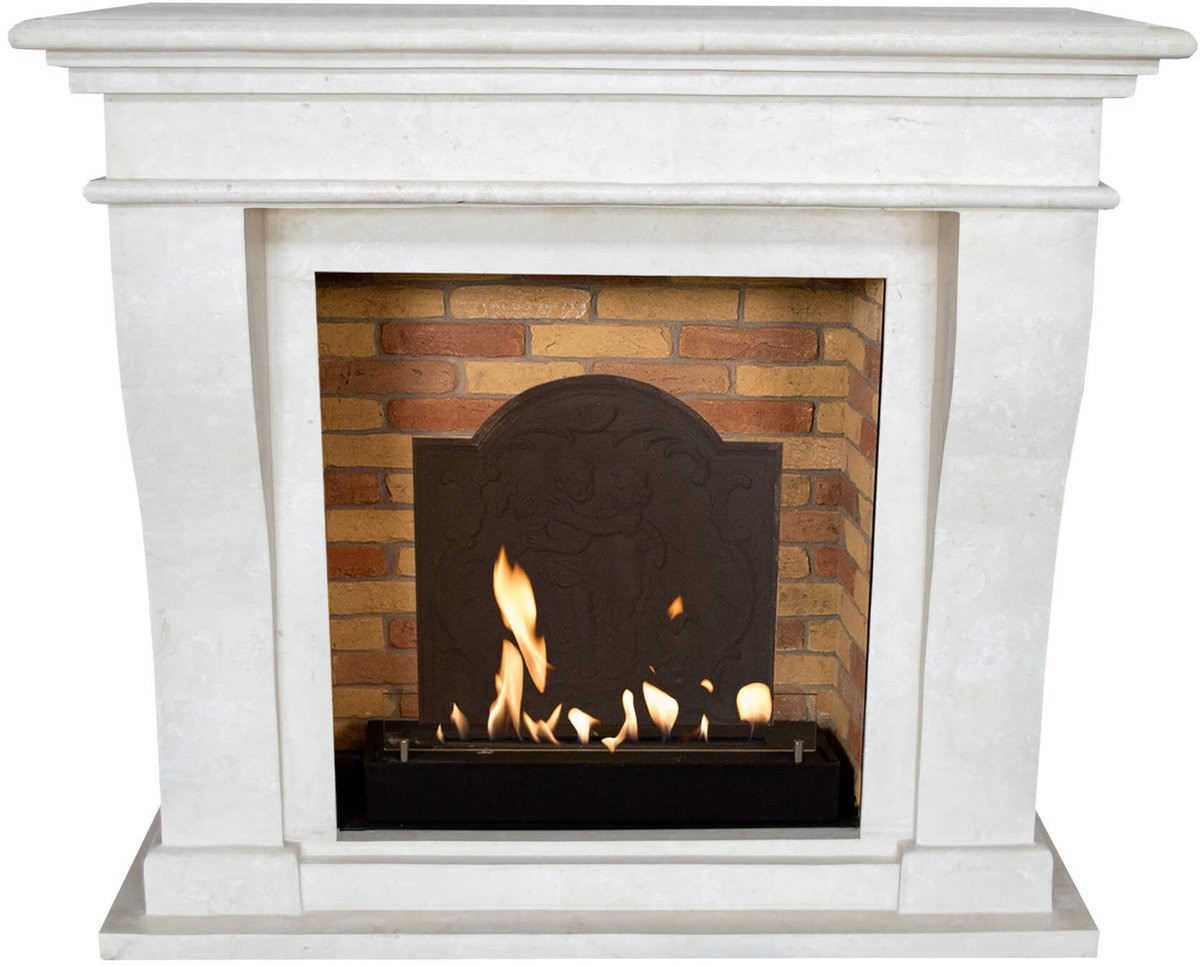Xaralyn Kreta BME-SWP bio-ethanol open haard - Witte natuurstenen haardombouw - 3 KW verwarming
