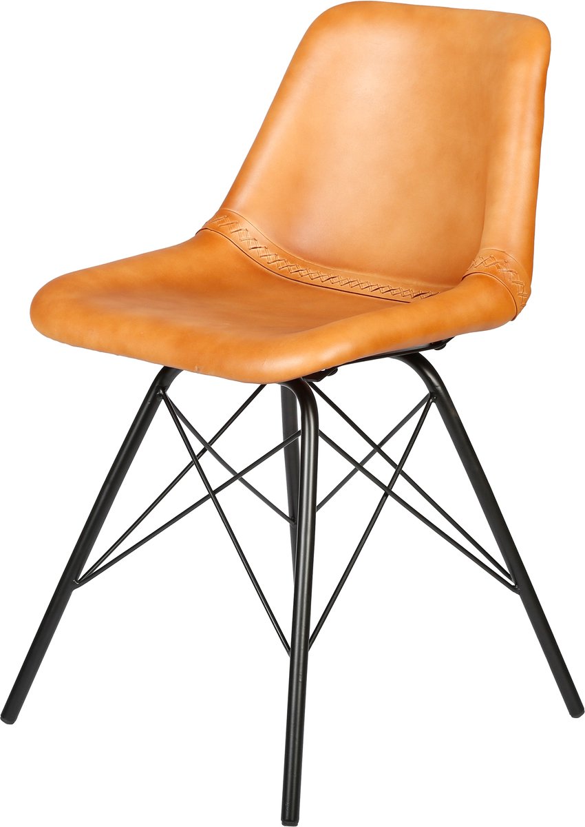 Casa Moro Leren eetkamerstoel – Gestoffeerde stoel – 1, Set van 2, 4 of 6 – Cognac Stuhl Esszimmer Leder Cognac