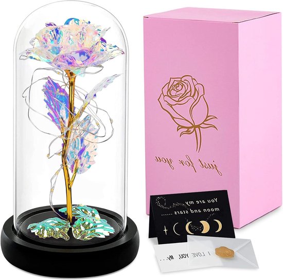 Touloube Gestabiliseerde roos, echt cadeau voor dames, eeuwige roos met glazen engel voor moeder, bloemencadeau-ideeën, jubileumcadeaus, kerstcadeaus, Valentijnsdagcadeaus, moederdagcadeaus voor je